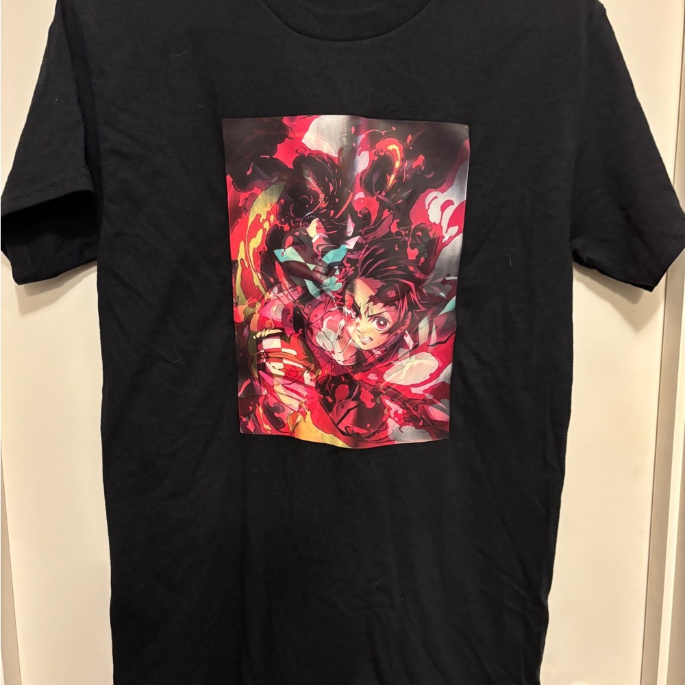 Gildan Black and Red Short Sleeve Tee with Fiery Graphic